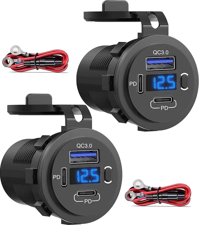 Bluejw PD 12V USB Outlet USB C Car Charger - Multi Port 18W Quick Charge 3.0 Automobile Chargers Socket - Image 2